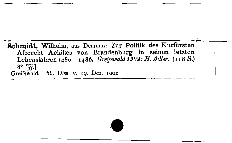 [Katalogkarte Dissertationenkatalog bis 1980]