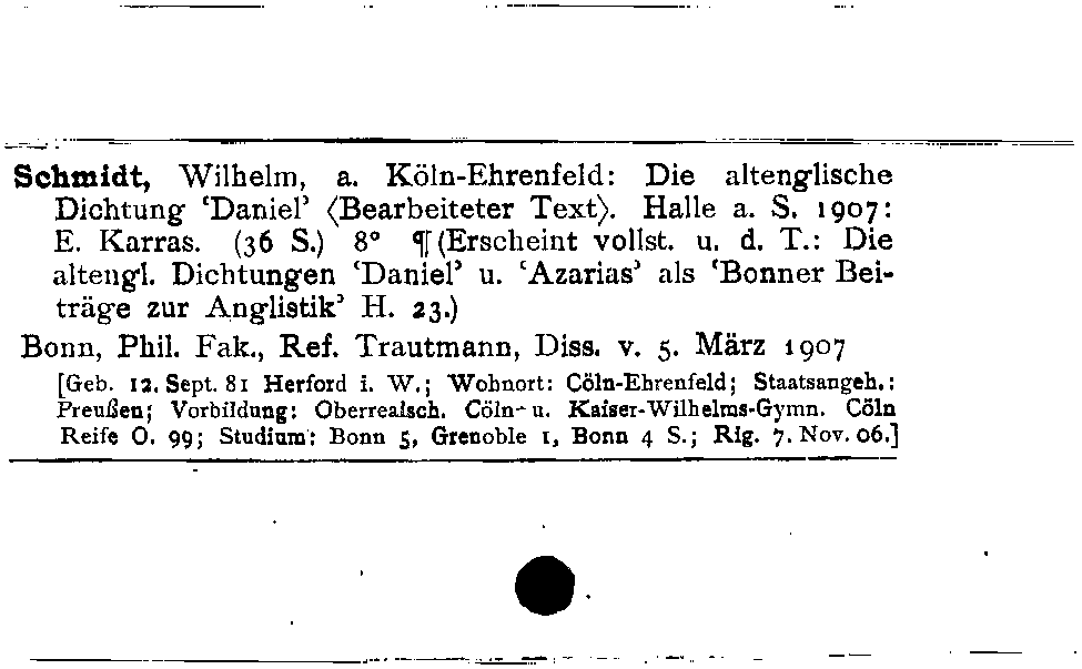 [Katalogkarte Dissertationenkatalog bis 1980]