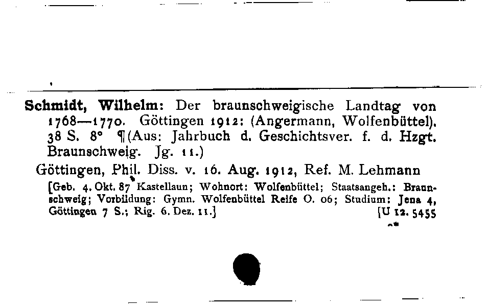 [Katalogkarte Dissertationenkatalog bis 1980]