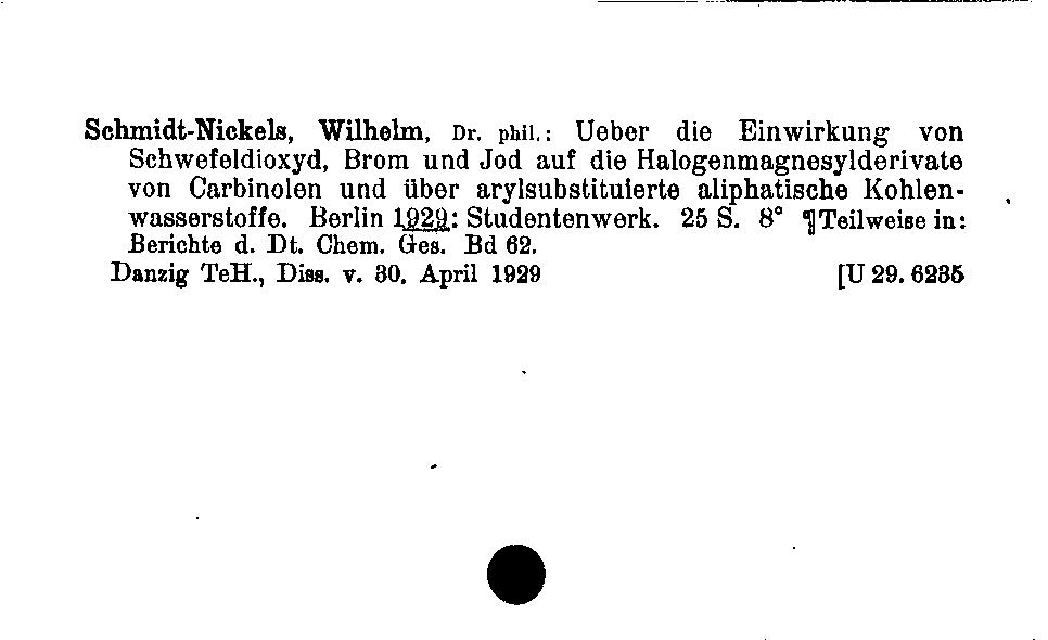 [Katalogkarte Dissertationenkatalog bis 1980]