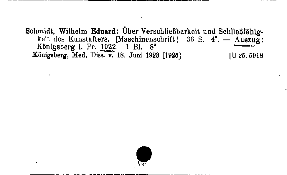 [Katalogkarte Dissertationenkatalog bis 1980]