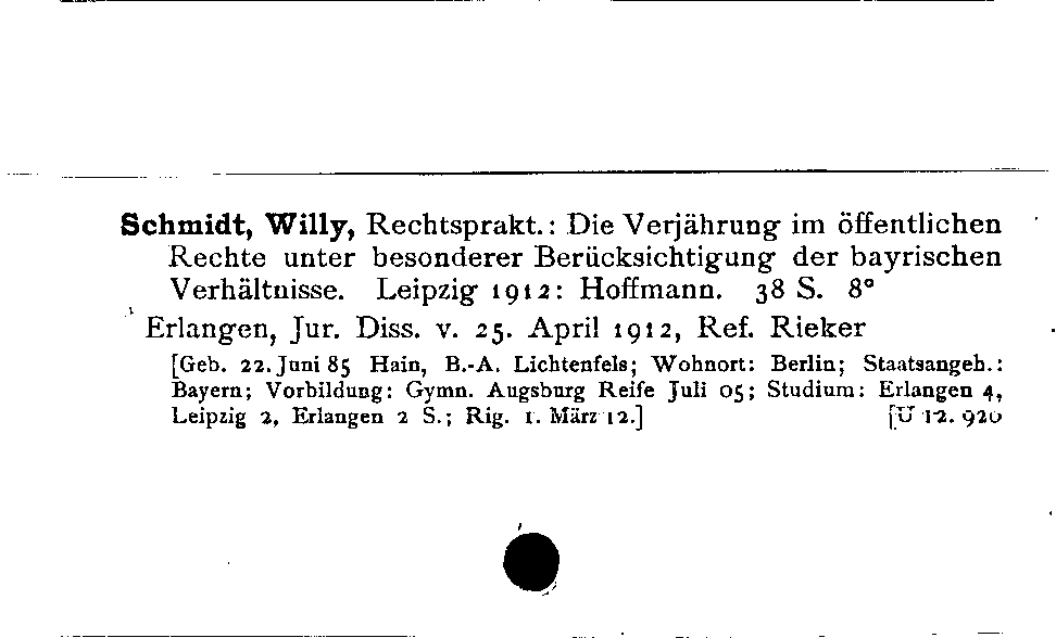 [Katalogkarte Dissertationenkatalog bis 1980]