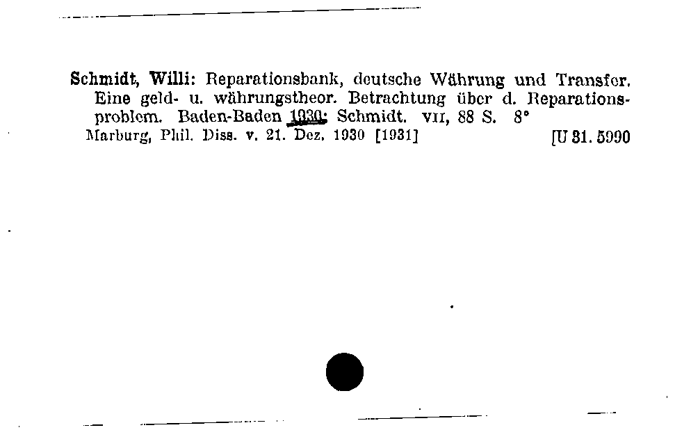 [Katalogkarte Dissertationenkatalog bis 1980]