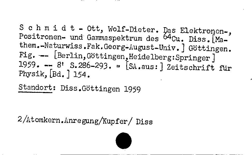 [Katalogkarte Dissertationenkatalog bis 1980]