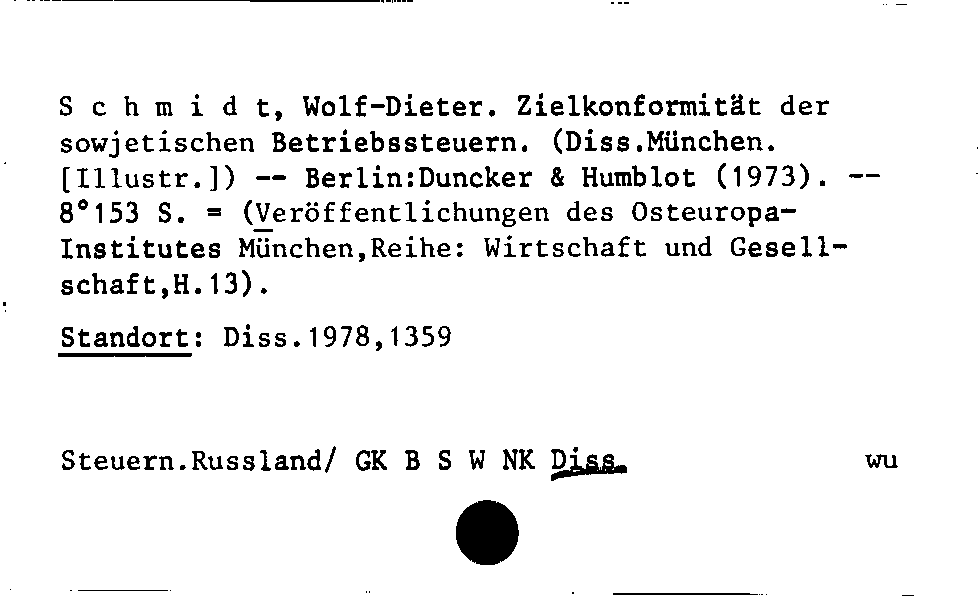 [Katalogkarte Dissertationenkatalog bis 1980]