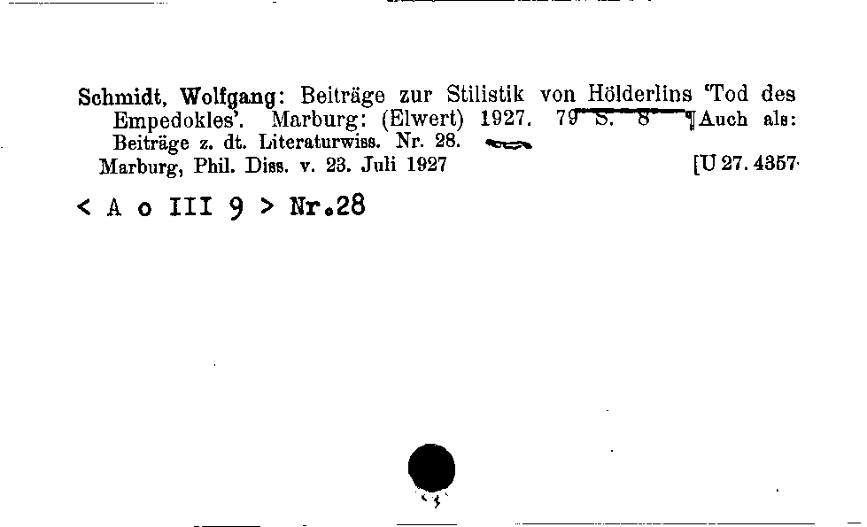 [Katalogkarte Dissertationenkatalog bis 1980]