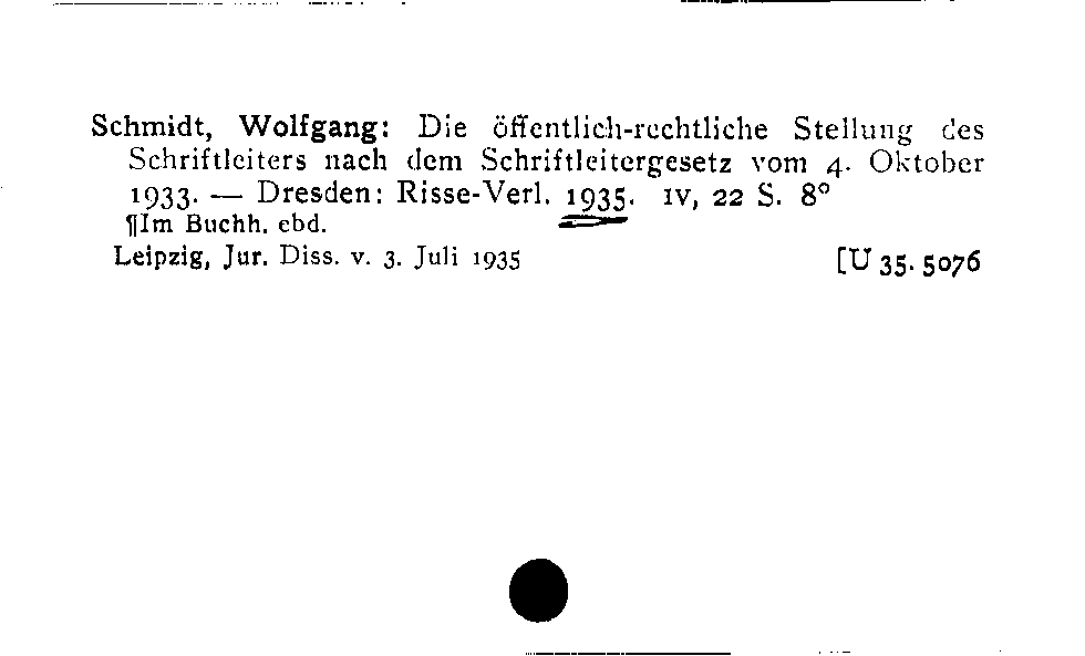 [Katalogkarte Dissertationenkatalog bis 1980]