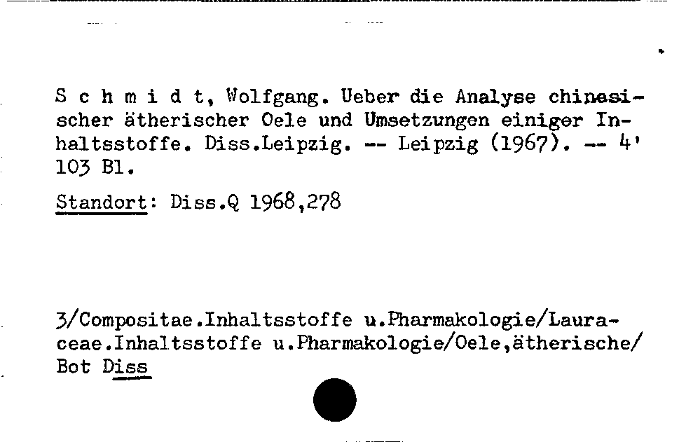 [Katalogkarte Dissertationenkatalog bis 1980]