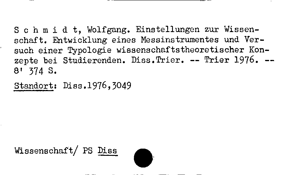 [Katalogkarte Dissertationenkatalog bis 1980]