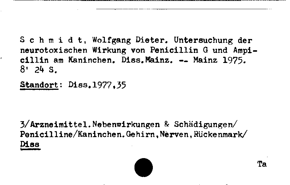 [Katalogkarte Dissertationenkatalog bis 1980]