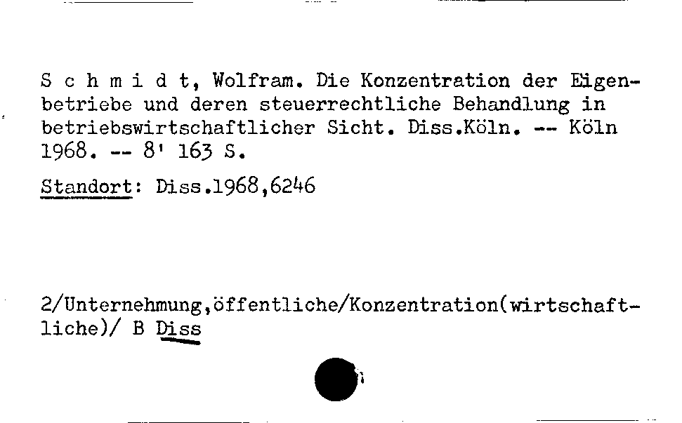 [Katalogkarte Dissertationenkatalog bis 1980]