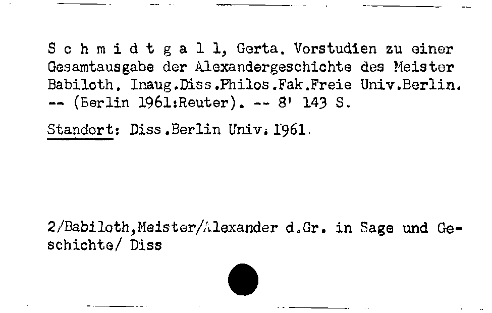 [Katalogkarte Dissertationenkatalog bis 1980]