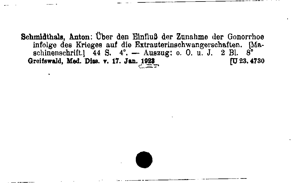 [Katalogkarte Dissertationenkatalog bis 1980]