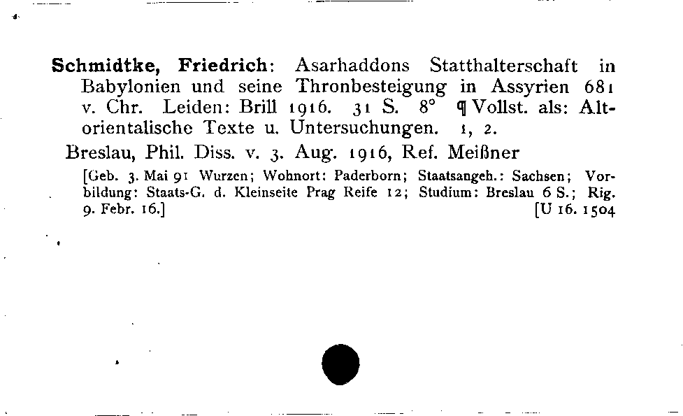 [Katalogkarte Dissertationenkatalog bis 1980]