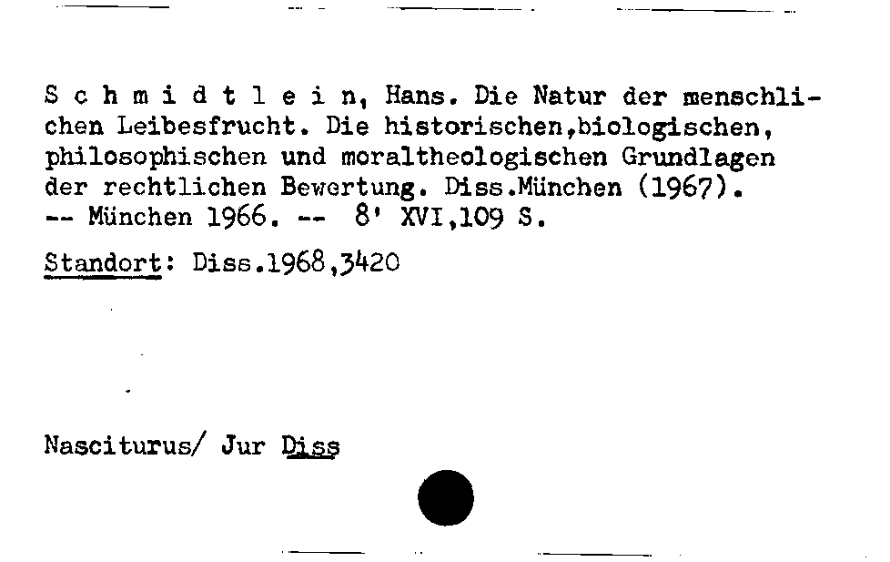 [Katalogkarte Dissertationenkatalog bis 1980]