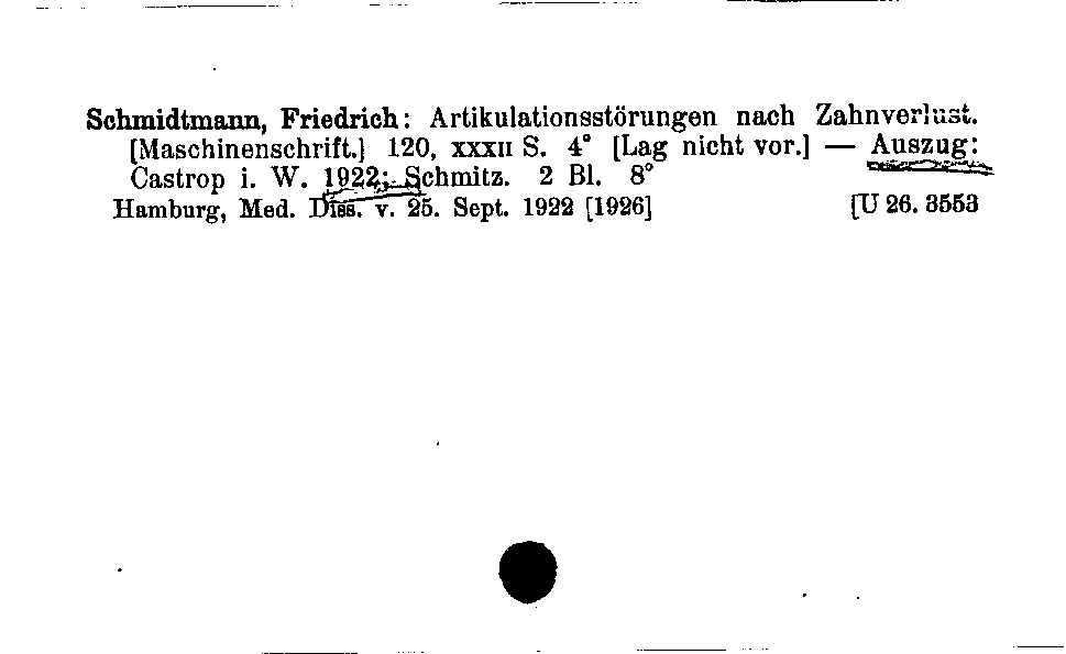 [Katalogkarte Dissertationenkatalog bis 1980]