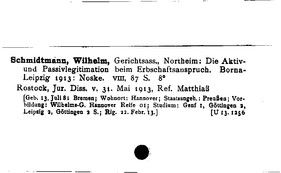 [Katalogkarte Dissertationenkatalog bis 1980]