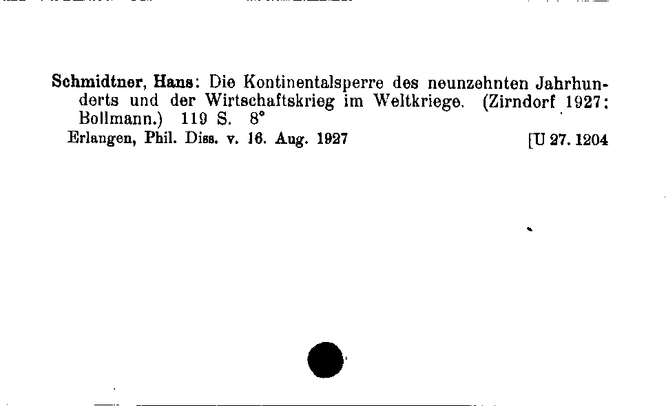 [Katalogkarte Dissertationenkatalog bis 1980]