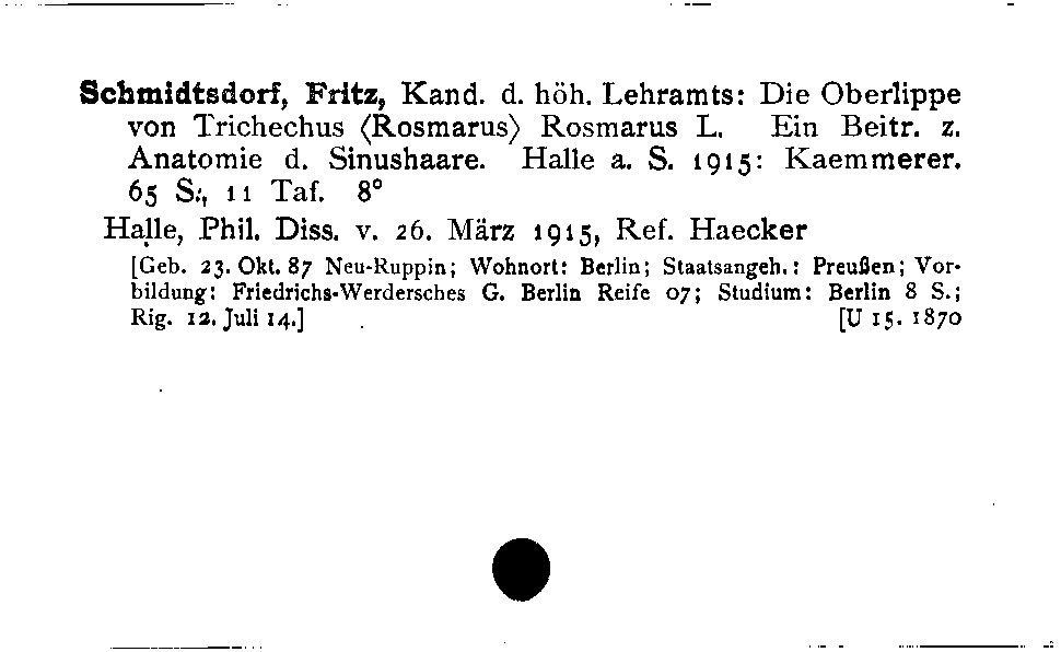 [Katalogkarte Dissertationenkatalog bis 1980]