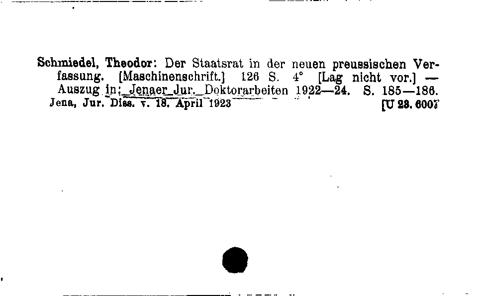 [Katalogkarte Dissertationenkatalog bis 1980]