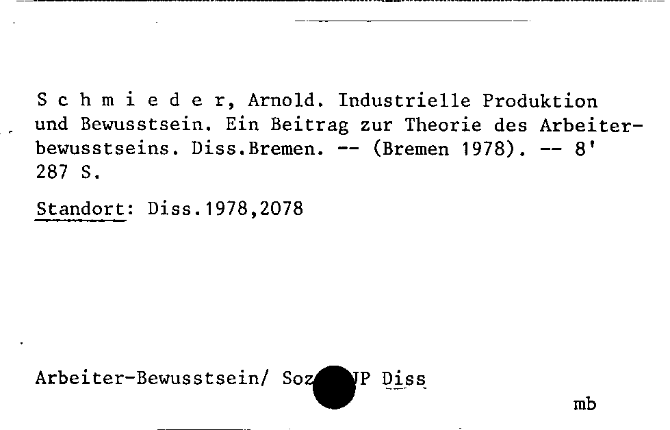 [Katalogkarte Dissertationenkatalog bis 1980]