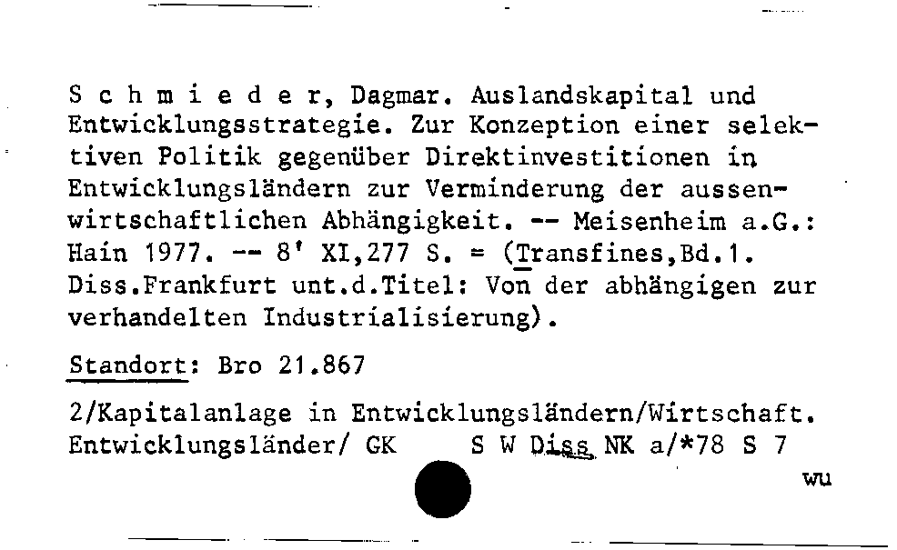 [Katalogkarte Dissertationenkatalog bis 1980]