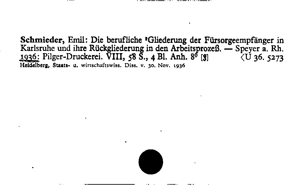 [Katalogkarte Dissertationenkatalog bis 1980]