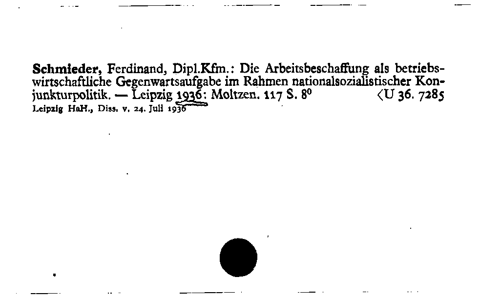 [Katalogkarte Dissertationenkatalog bis 1980]