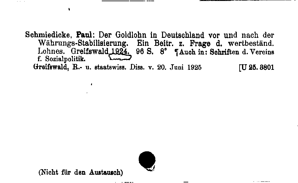 [Katalogkarte Dissertationenkatalog bis 1980]