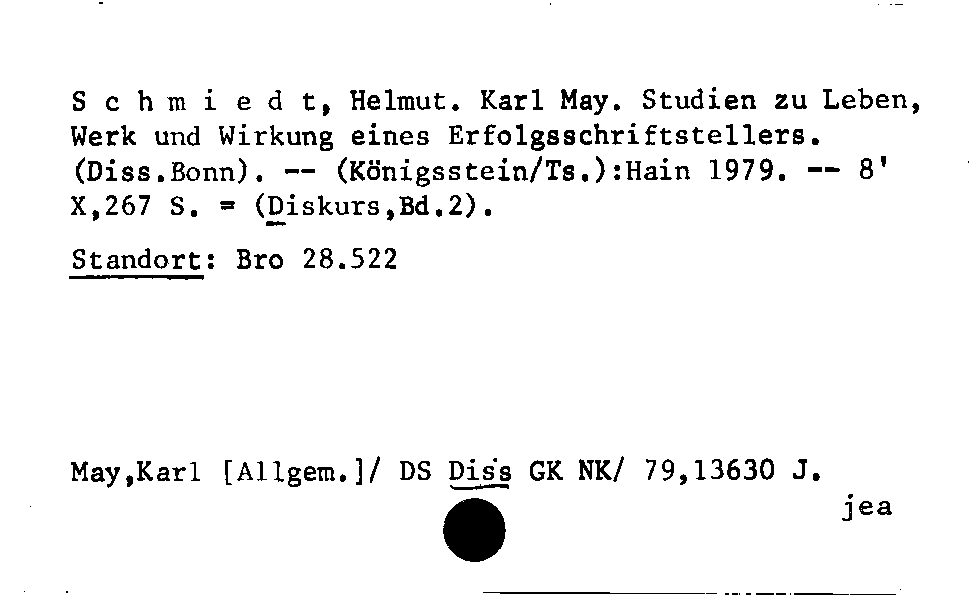 [Katalogkarte Dissertationenkatalog bis 1980]