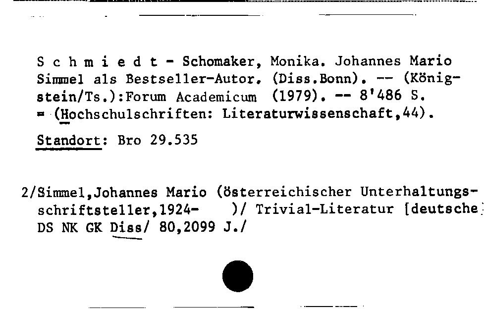 [Katalogkarte Dissertationenkatalog bis 1980]