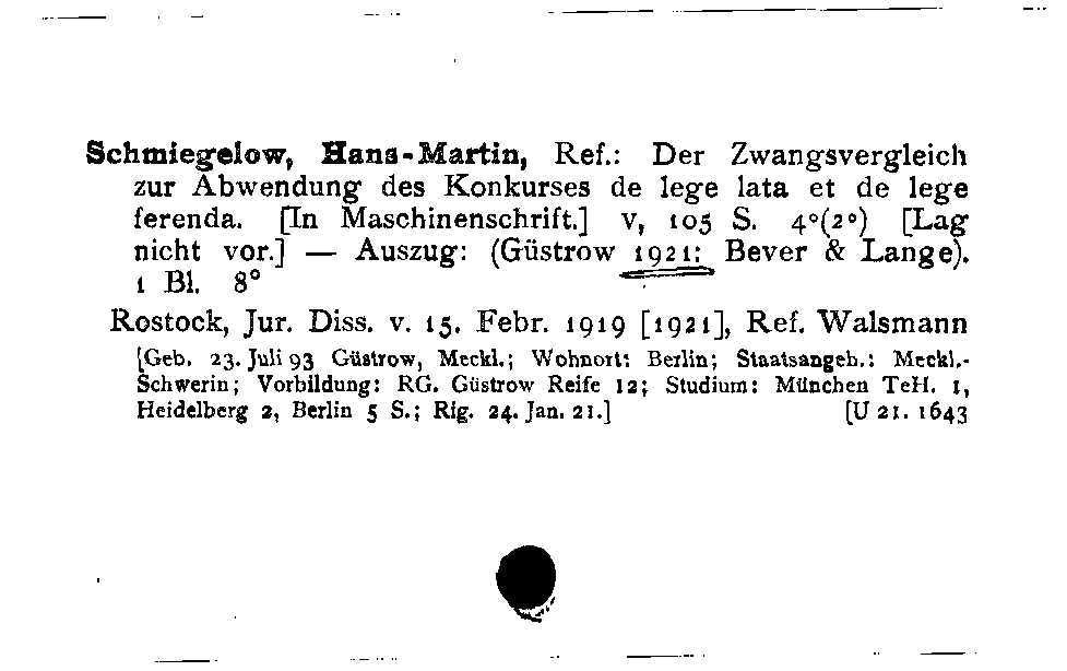 [Katalogkarte Dissertationenkatalog bis 1980]