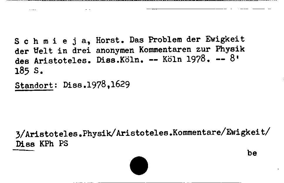 [Katalogkarte Dissertationenkatalog bis 1980]