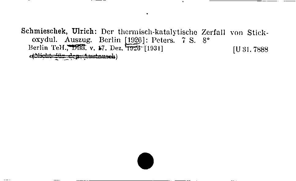 [Katalogkarte Dissertationenkatalog bis 1980]