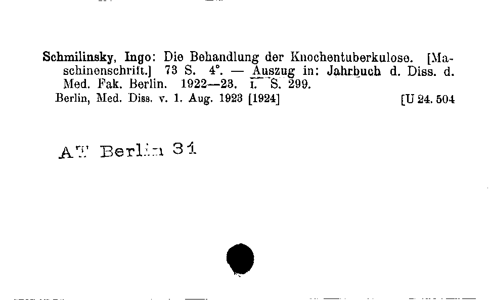 [Katalogkarte Dissertationenkatalog bis 1980]