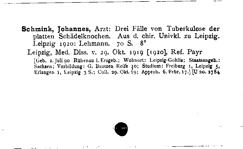 [Katalogkarte Dissertationenkatalog bis 1980]