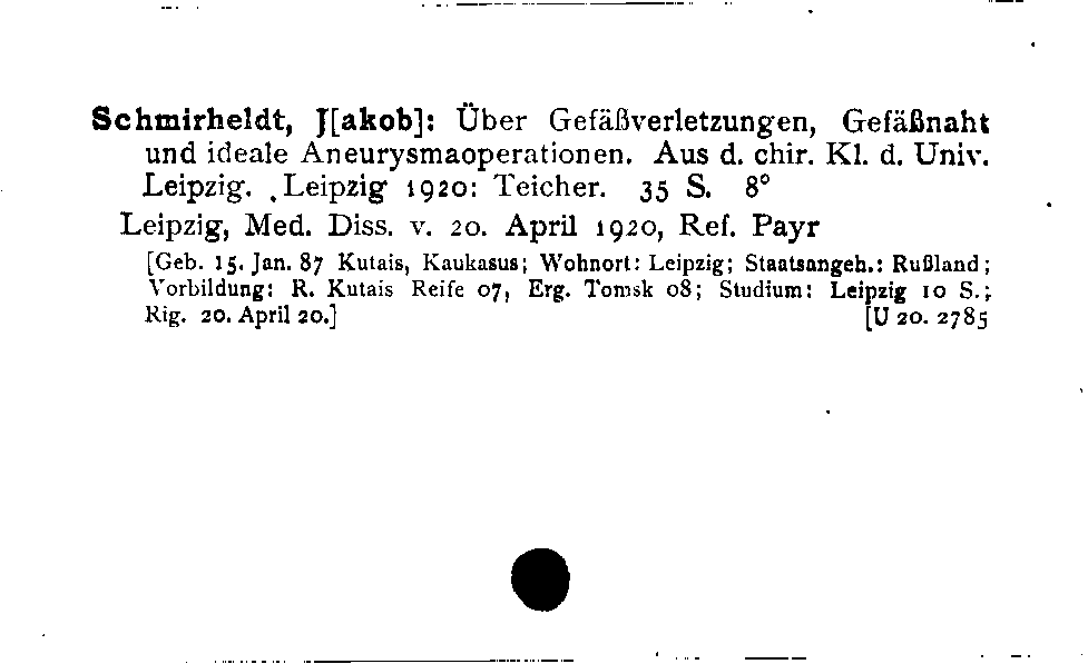 [Katalogkarte Dissertationenkatalog bis 1980]