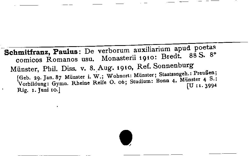 [Katalogkarte Dissertationenkatalog bis 1980]