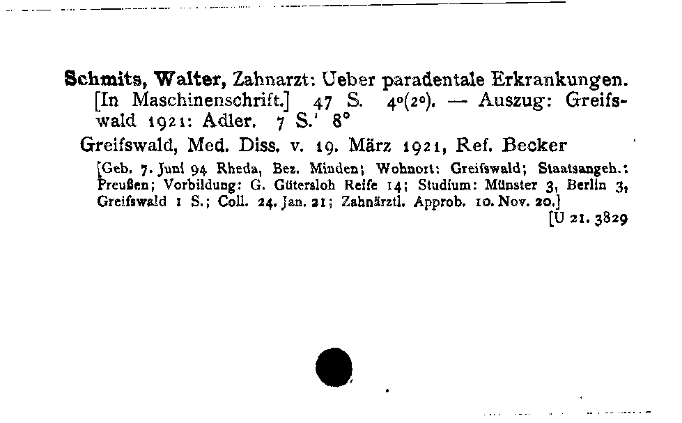 [Katalogkarte Dissertationenkatalog bis 1980]