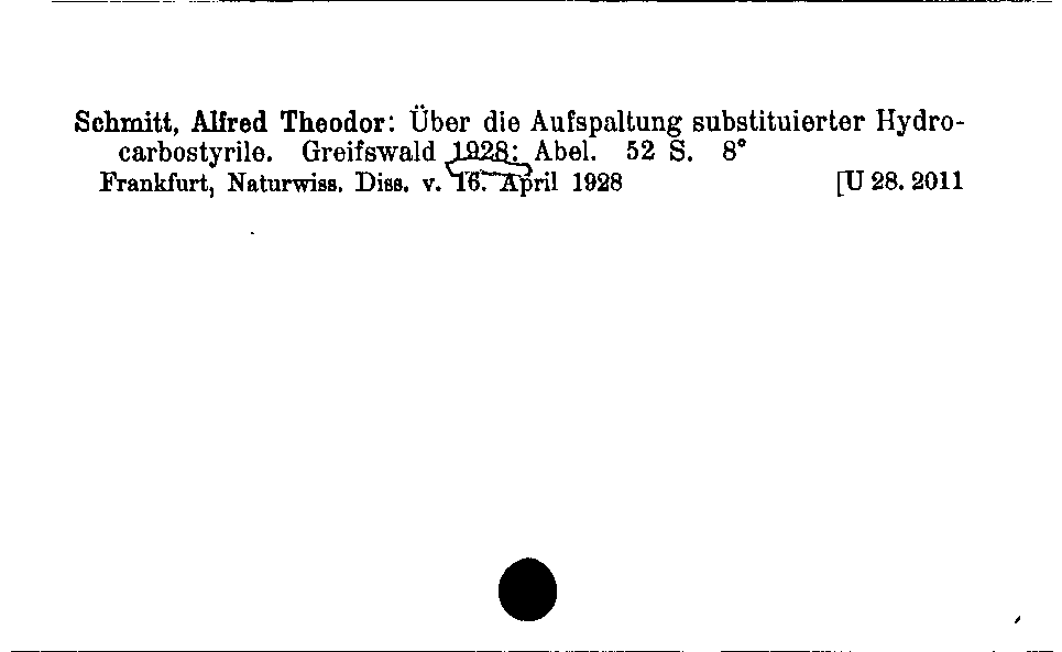 [Katalogkarte Dissertationenkatalog bis 1980]