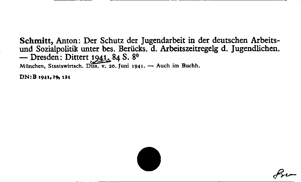 [Katalogkarte Dissertationenkatalog bis 1980]