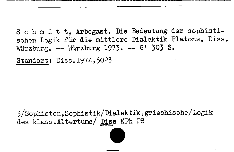 [Katalogkarte Dissertationenkatalog bis 1980]