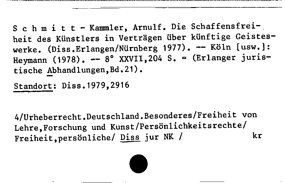 [Katalogkarte Dissertationenkatalog bis 1980]