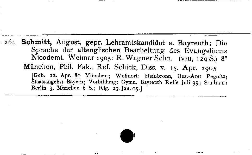 [Katalogkarte Dissertationenkatalog bis 1980]