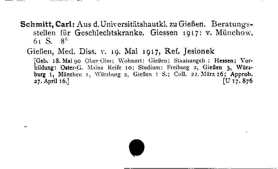 [Katalogkarte Dissertationenkatalog bis 1980]