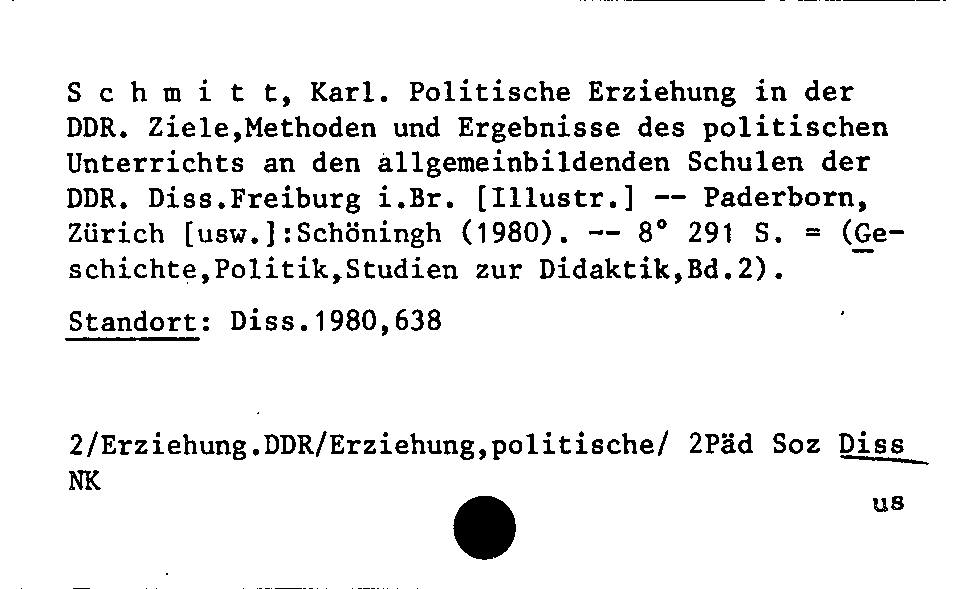 [Katalogkarte Dissertationenkatalog bis 1980]