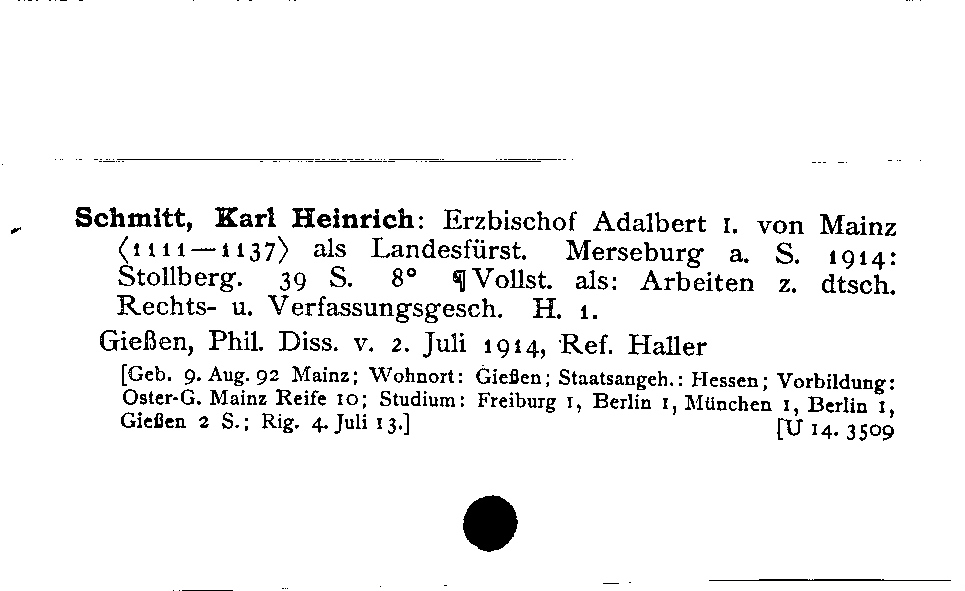 [Katalogkarte Dissertationenkatalog bis 1980]