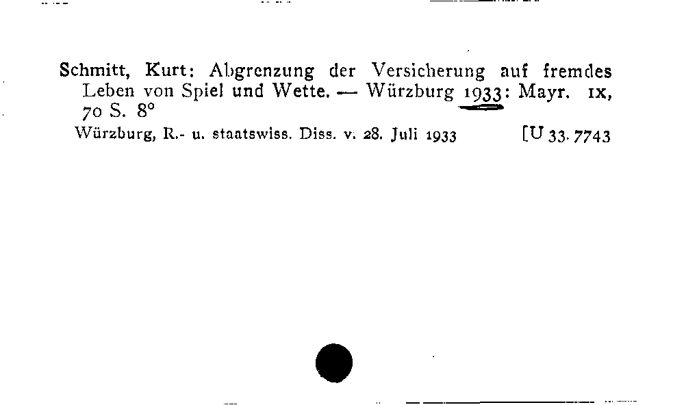 [Katalogkarte Dissertationenkatalog bis 1980]