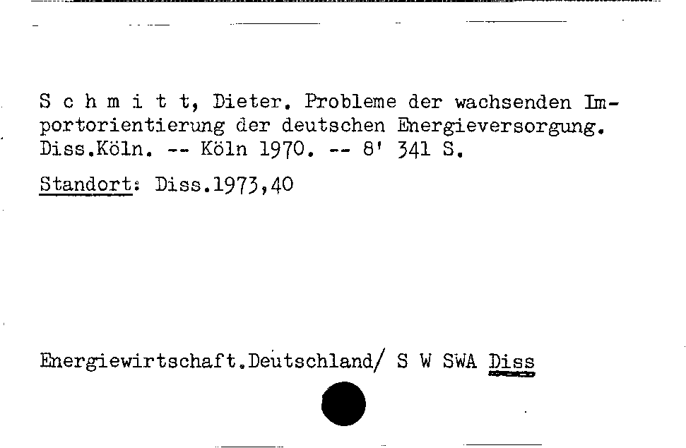 [Katalogkarte Dissertationenkatalog bis 1980]