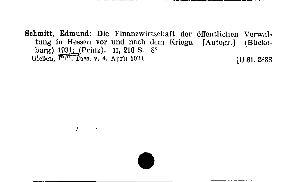 [Katalogkarte Dissertationenkatalog bis 1980]